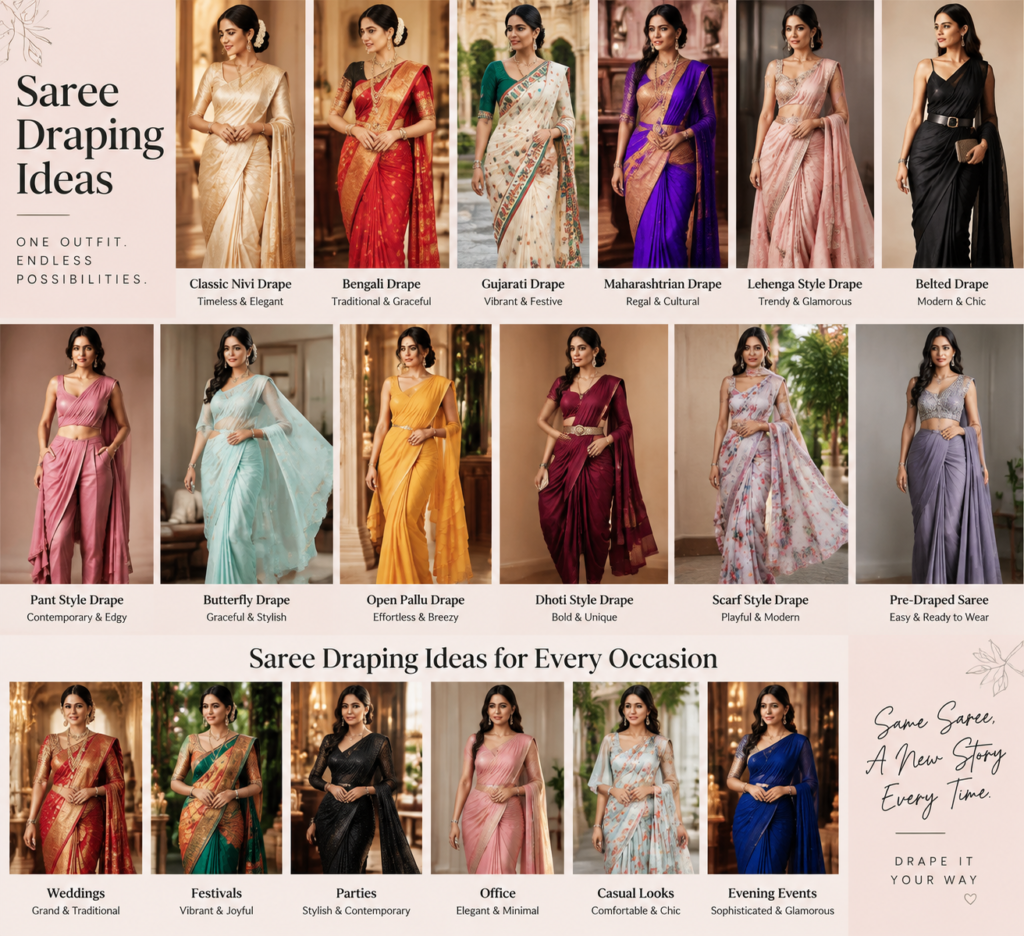 10 Beautiful Saree Styling Ideas