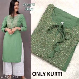Rayon kurti embroidered
