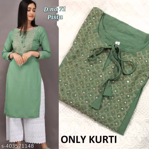 Rayon kurti embroidered