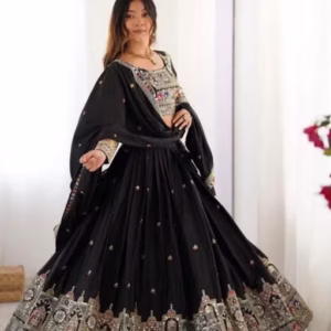 Beautiful Black festive Wear Semi-stitched Lehenga