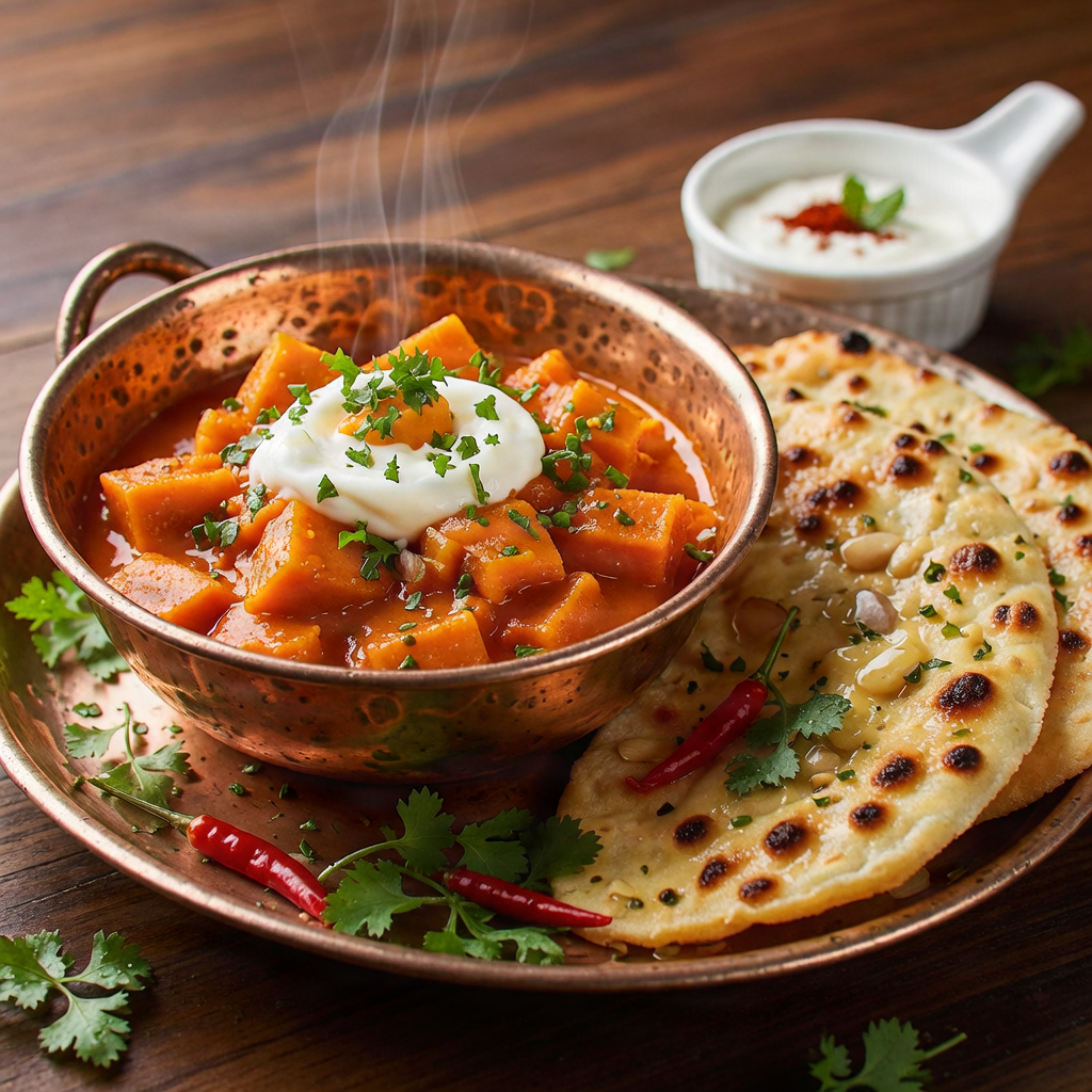 Creamy Paneer Butter Masala curry served hot with a coriander garnish